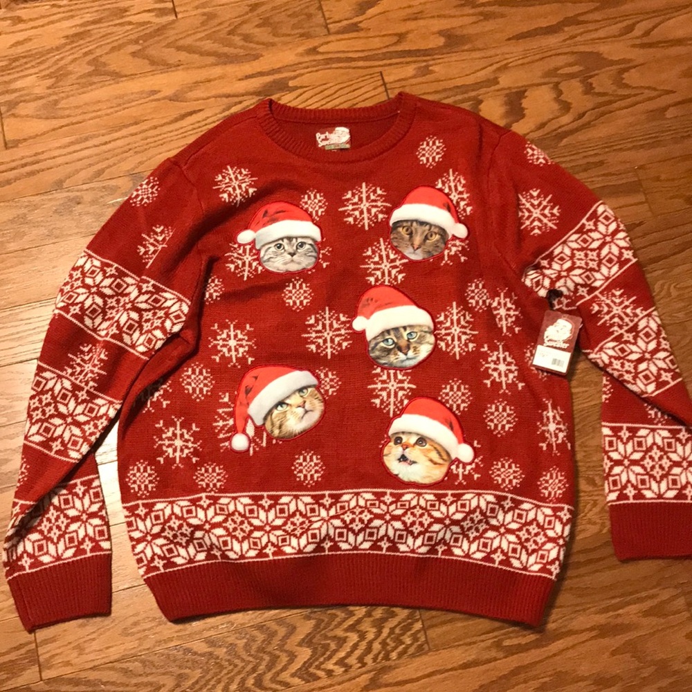 NWT Women’s Christmas cat party sweater